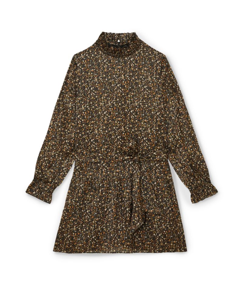 Women's Floral Metallic Flippy Mini Dress