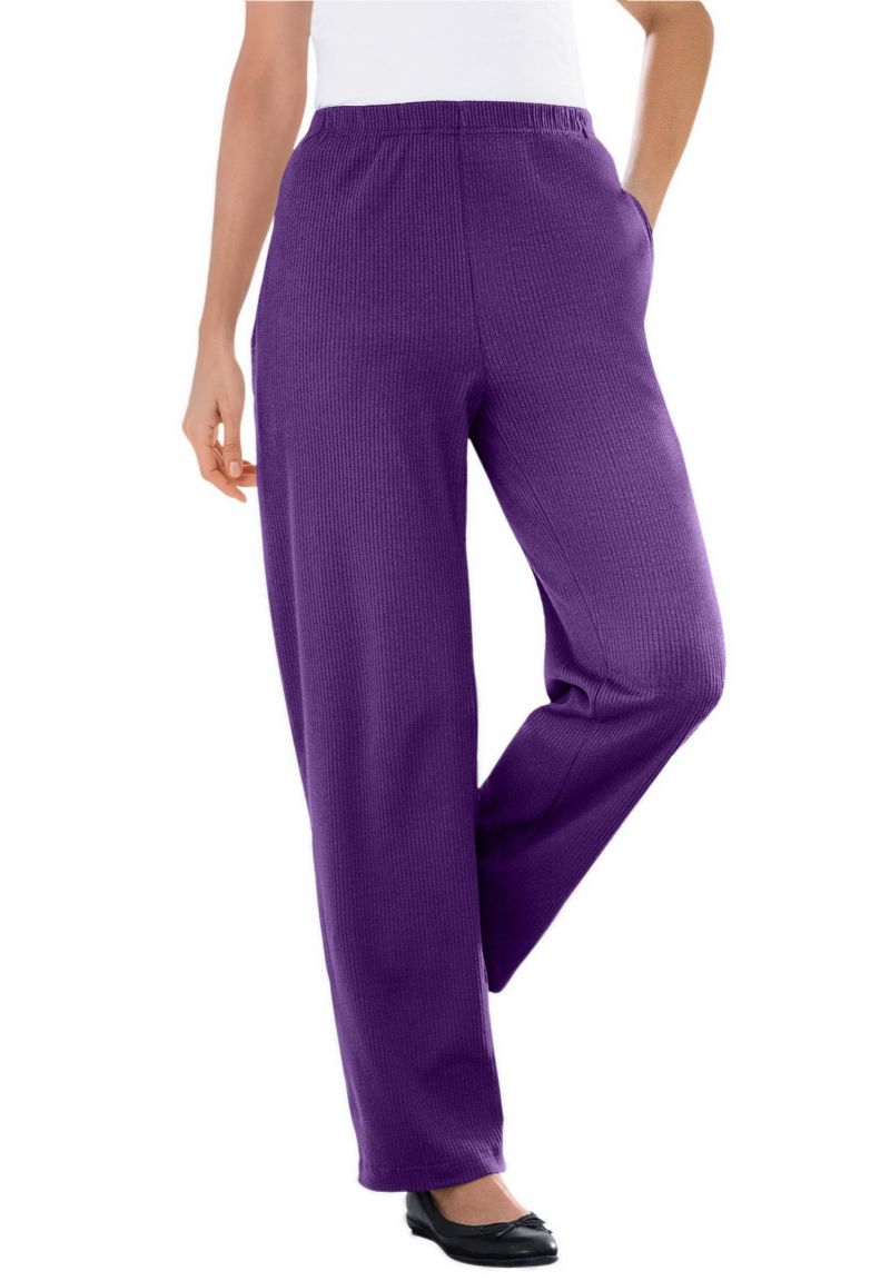 Women's Within Tall 7-Day Knit Ribbed Straight-Leg Pull-On Pants