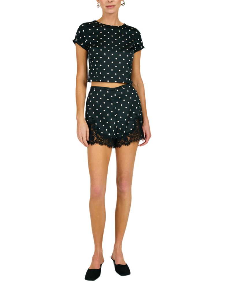 Women's Sophie Polka Dot Lace Trim Shorts