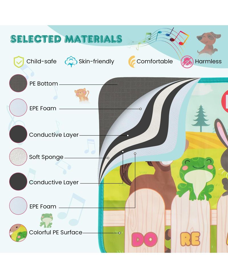 Kids Animal Farm Piano Foldable Playmat