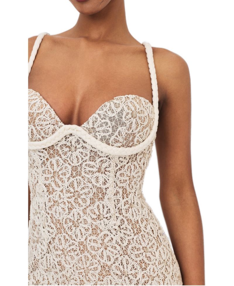 Women's Taliyah Braided-Strap Chunky-Lace Sweetheart Mini Dress