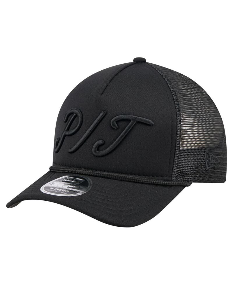 Men's Black Pittsburgh Pirates City Initial 9FORTY A-Frame M-Crown Adjustable Trucker Hat