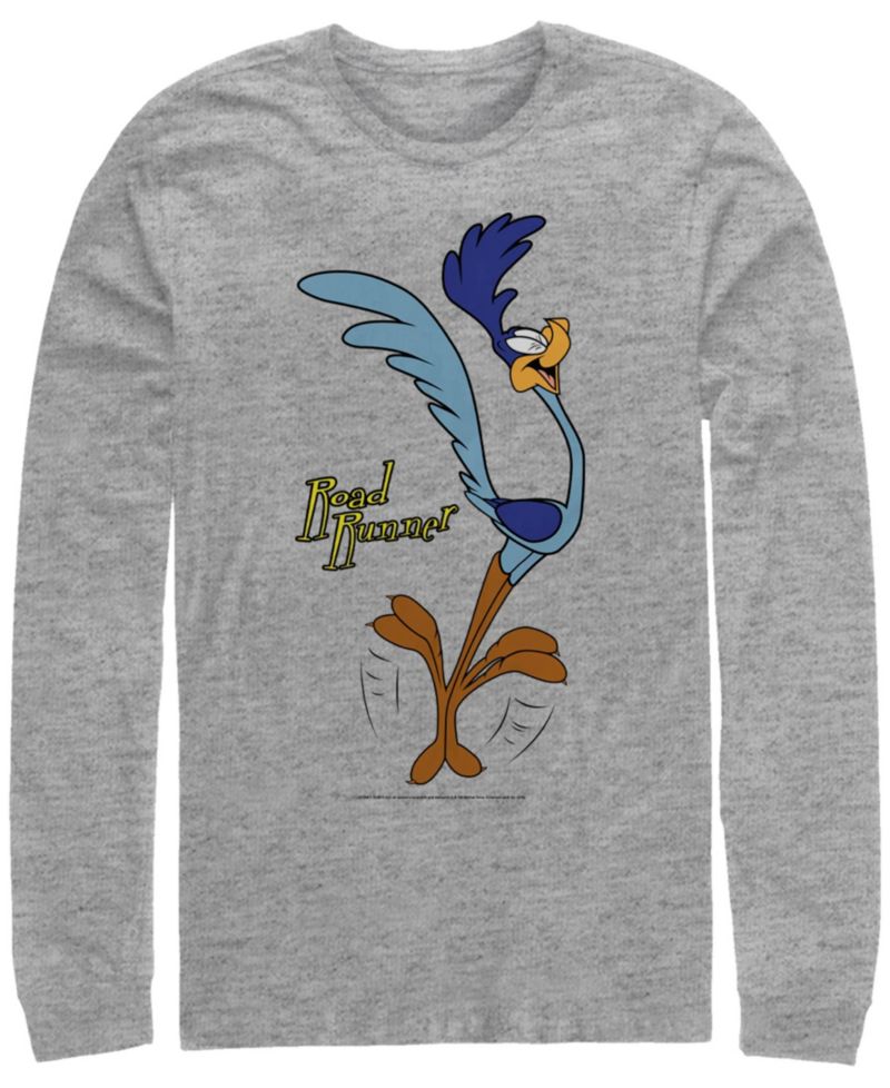 Men's Looney Tunes Faces of Road Runner Long Sleeve Crew T-shirt