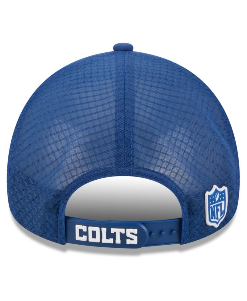 Men's Royal Indianapolis Colts 2026 Sideline Apex 9FORTY Adjustable Trucker Hat