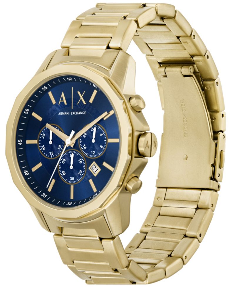 Men's Chronograph Gold-Tone Stainless Steel Watch 44mm Set, 2 Pieces