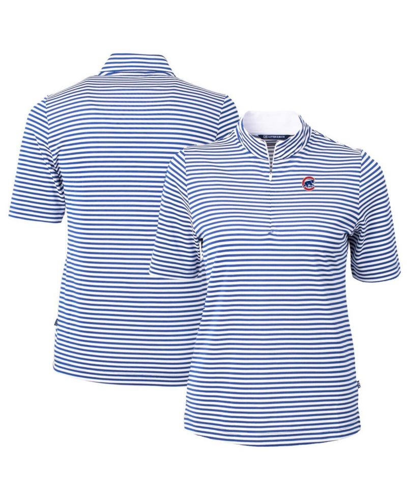 Women's Blue Chicago Cubs Virtue Eco Pique Stripe Top