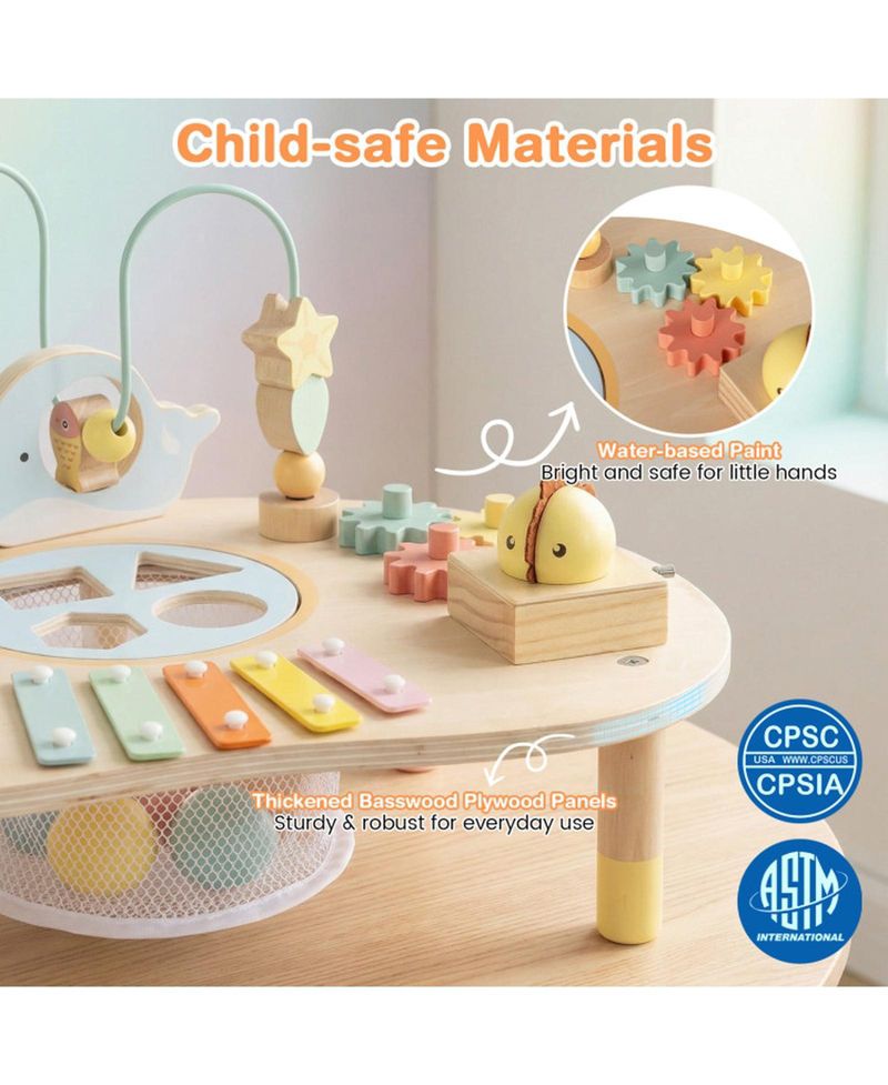7-in-1 Wooden Activity Table, Ages 12 Months+