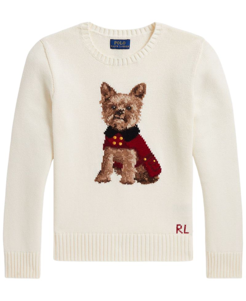 Girls' 7-16 Dog Cotton Sweater