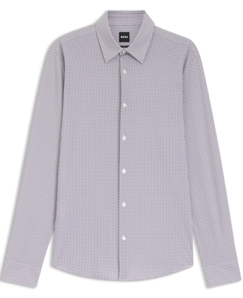 Men's Printed Performance-Stretch Jersey Slim-Fit Dress Shirt