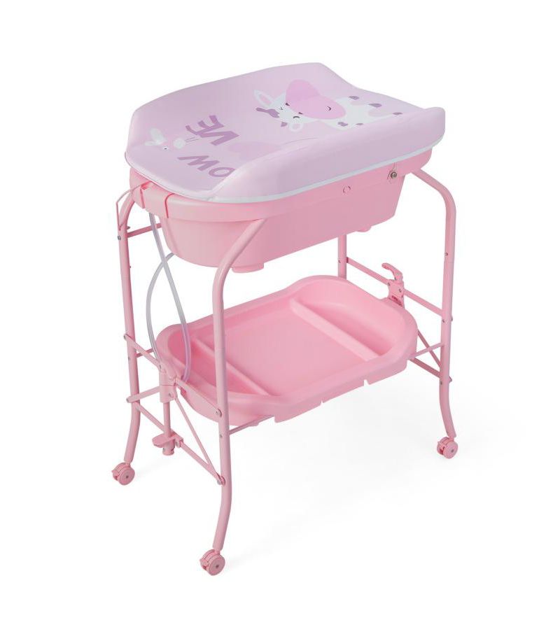 Portable Baby Changing Table with Storage Basket and Shelves