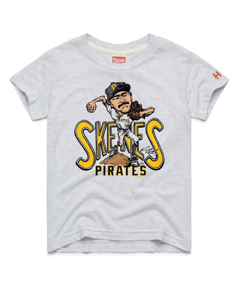 Big Boys and Girls Paul Skenes Ash Pittsburgh Pirates Caricature Tri-Blend T-Shirt