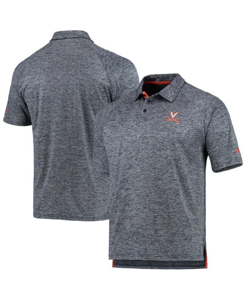 Men's Heathered Navy Virginia Cavaliers Down Swing Raglan Team Polo Shirt