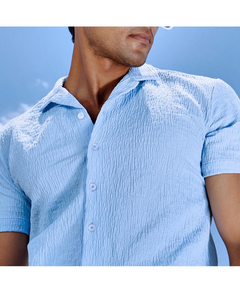 Men's Sky Blue Creased Shirt