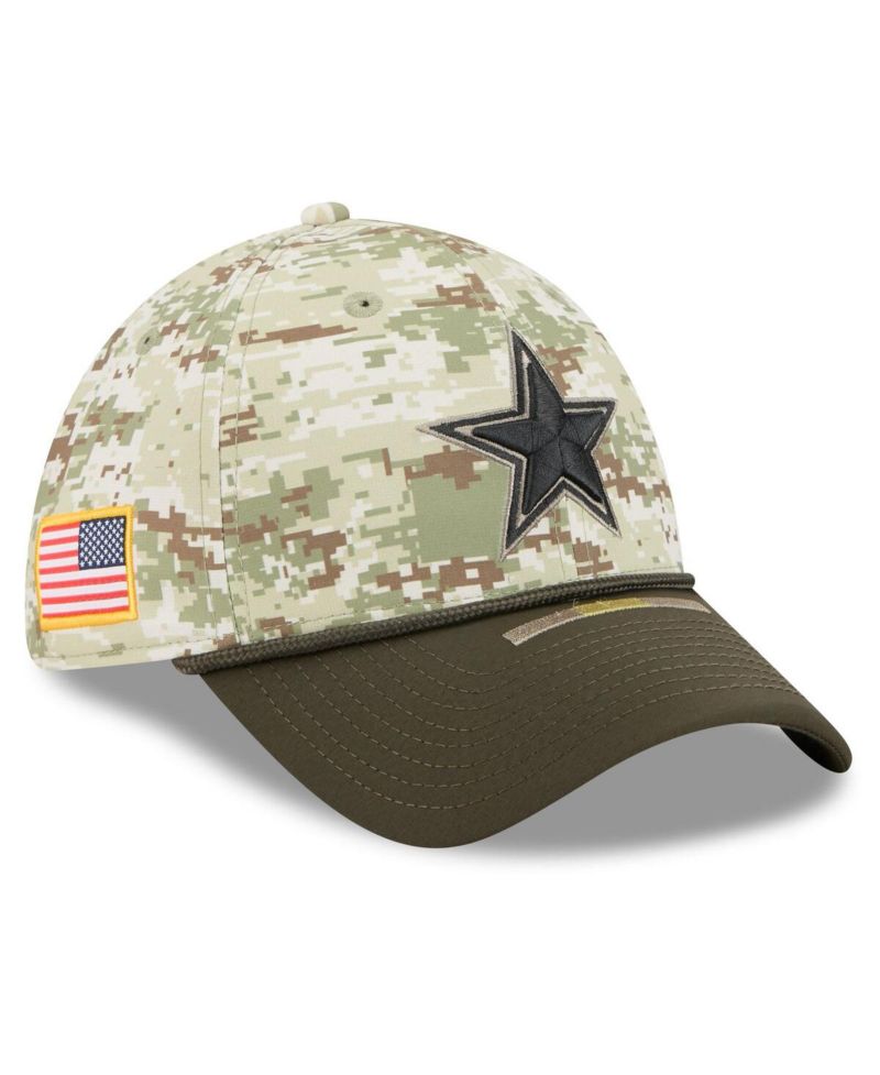 Men's Camo, Dark Green Dallas Cowboys 2025 Salute to Service 39THIRTY Flex Hat