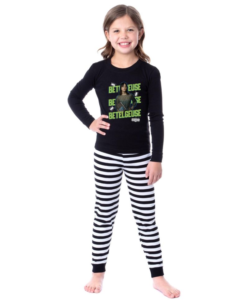 2 Girls' (4-14) Astrid Deetz Betelgeuse Striped Pajama Set For Kids Long Sleeve Pants