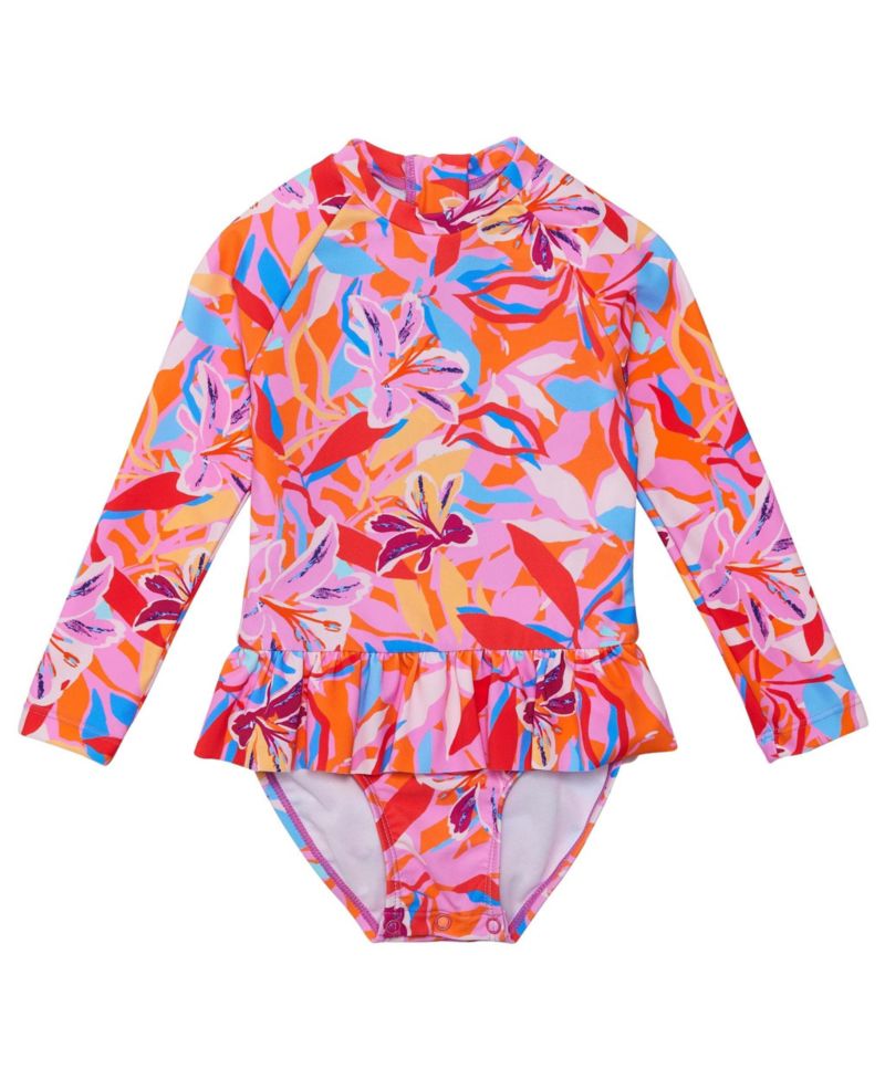 Baby Girls Blooming Sunset Sustainable LS Skirt Surf Suit