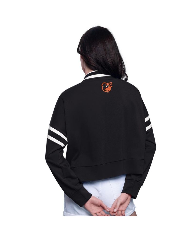 Women's Black Baltimore Orioles Power Play Cropped Pullover Sweatshirt
