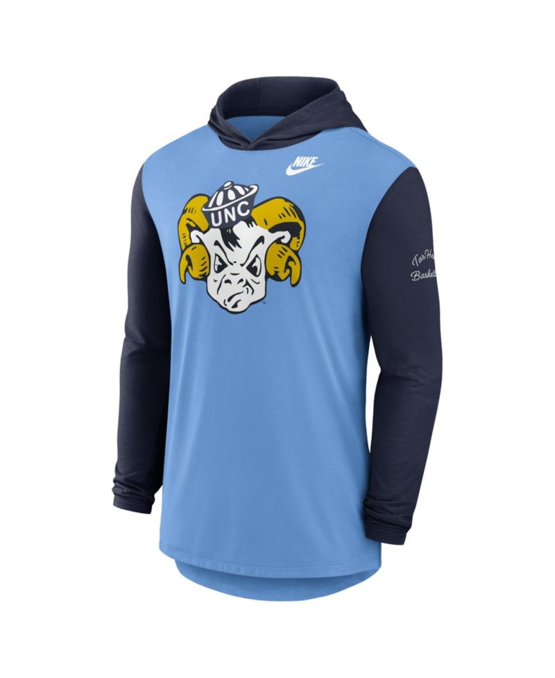 Men's Carolina Blue/Navy North Carolina Tar Heels Campus Legacy Tri-Blend Long Sleeve Hooded T-Shirt