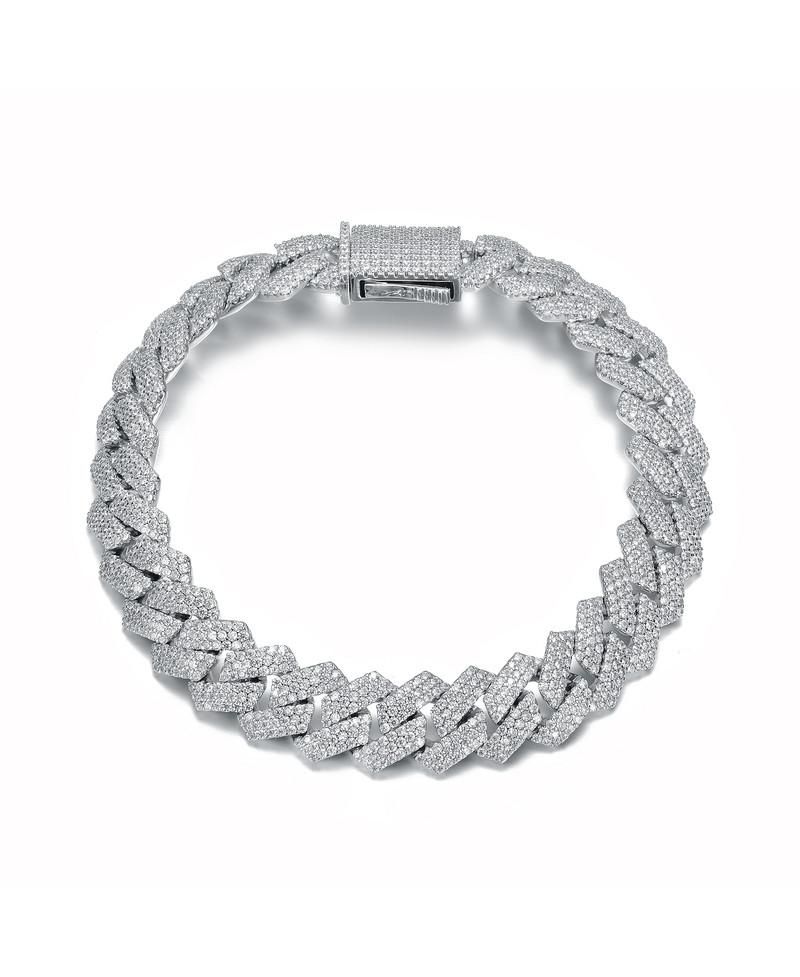Dazzling Men's White Gold Plated Chic CZ Pave Chain Bracelet