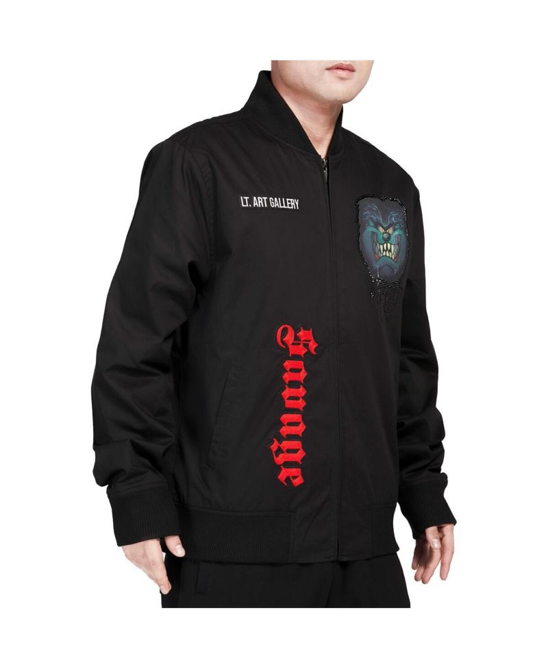 Men's Black Looney Tunes Taz Halloween Twill Full-Zip Jacket