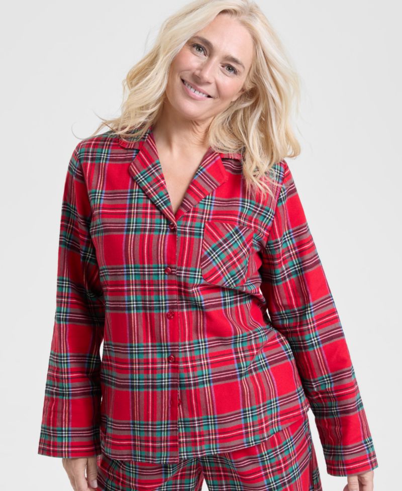 Women's Brinkley Plaid Notch Collar Matching Family Pajamas Set