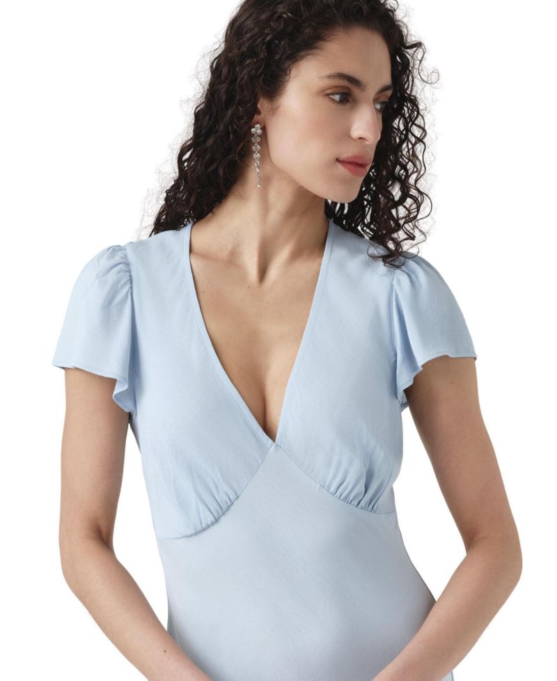 Women's Corinne Empire-Waist V-Neck Ruffled-Hem Midi Dress