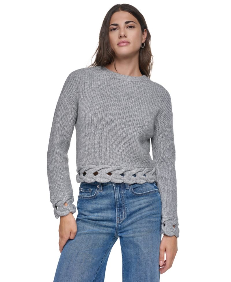 Women's Cable-Weave Crewneck Sweater