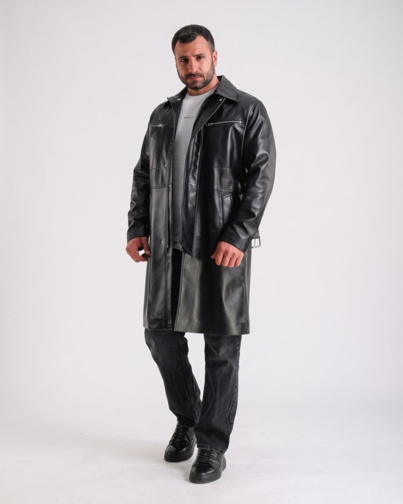 Men's Camden Leather Trench Coat