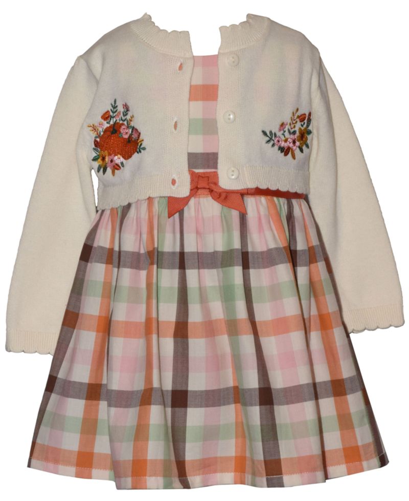 Baby Girls' Harvest Cardigan, Sleeveless Dress and Diaper Cover, 3-Piece Set