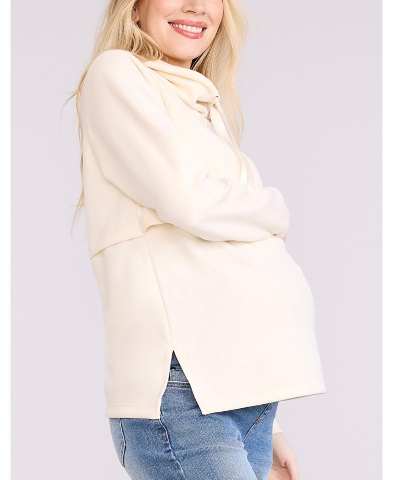 Maternity Funnel Neck Pullover Nursing Sweatshirt - Motherhood