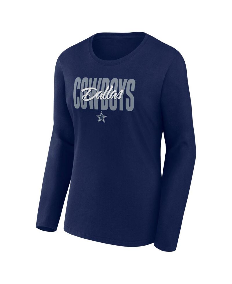 Women's Navy Dallas Cowboys Long Sleeve Scoop Neck T-Shirt
