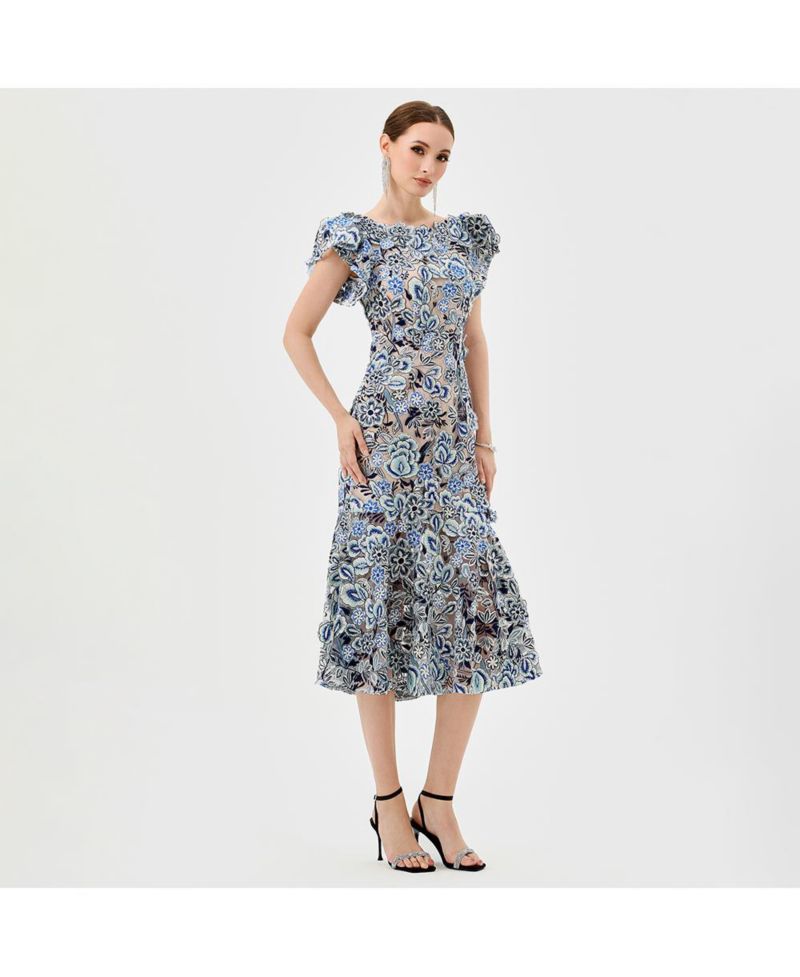 Women's Peri Flutter Sleeve Midi