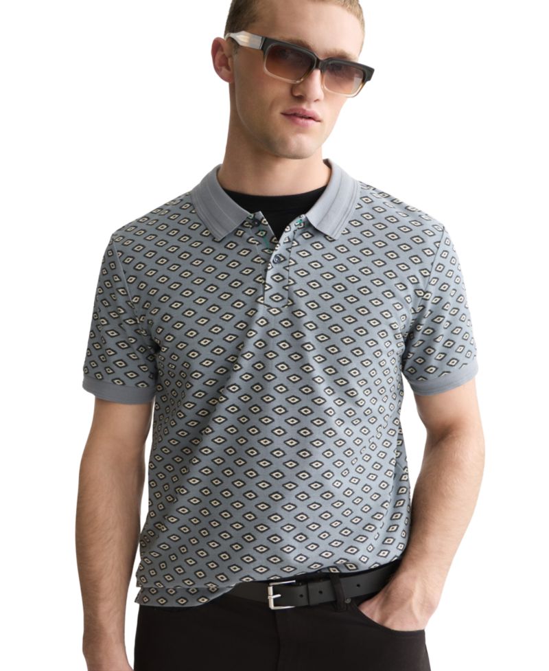 Men's Geo Print Short-Sleeve Polo Shirt
