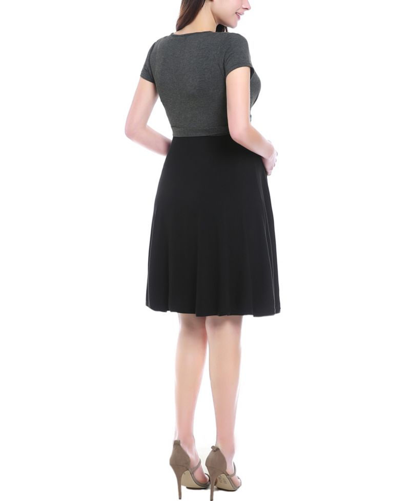Women's V-Neck Faux Wrap Nursing Dress