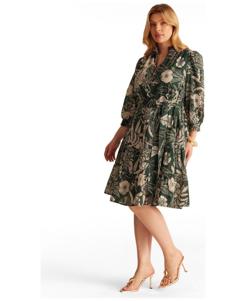 Women's Sea Lily Collared Zip-Front Mini Shirt Dress