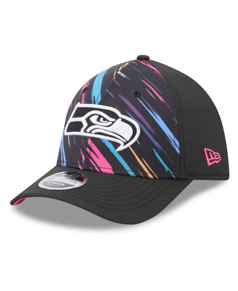 Men's Black Seattle Seahawks 2026 NFL Cruical Catch 39THIRTY M-Crown Stretch Hat