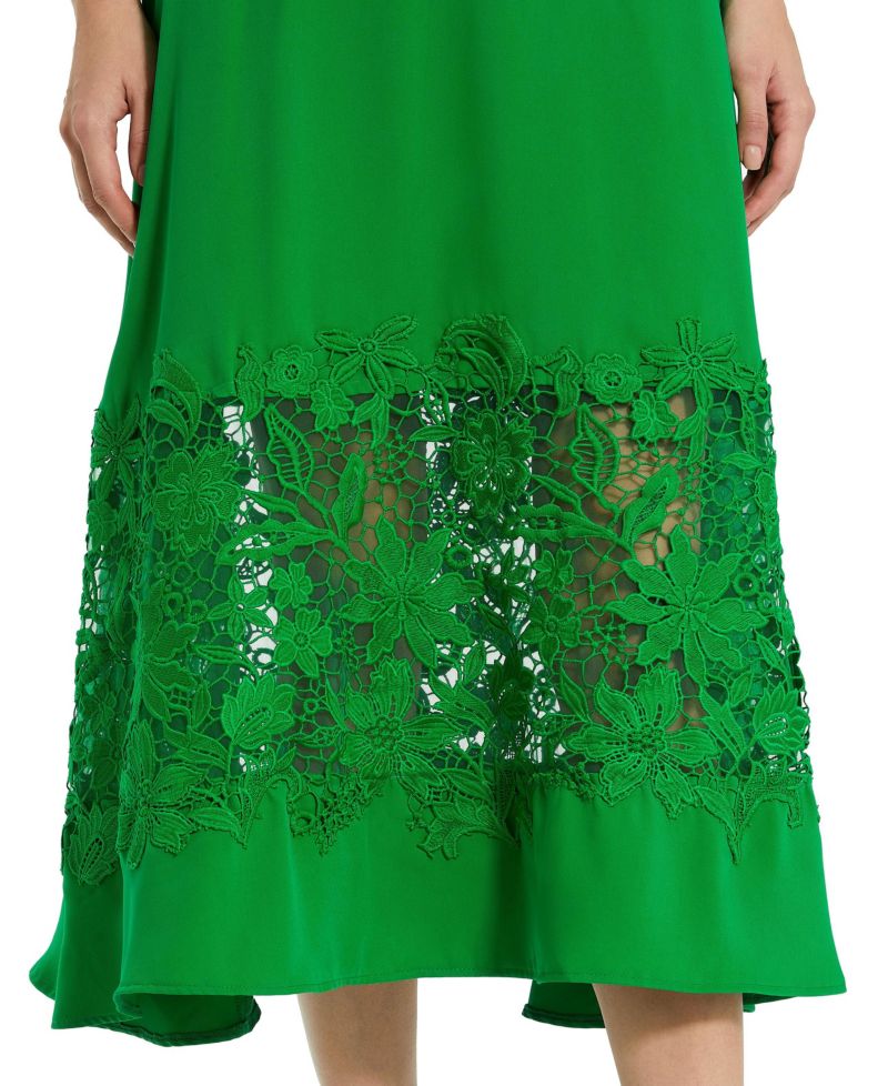 Women's Crepe Boat Neck Applique Cut Out Detail Midi Dress