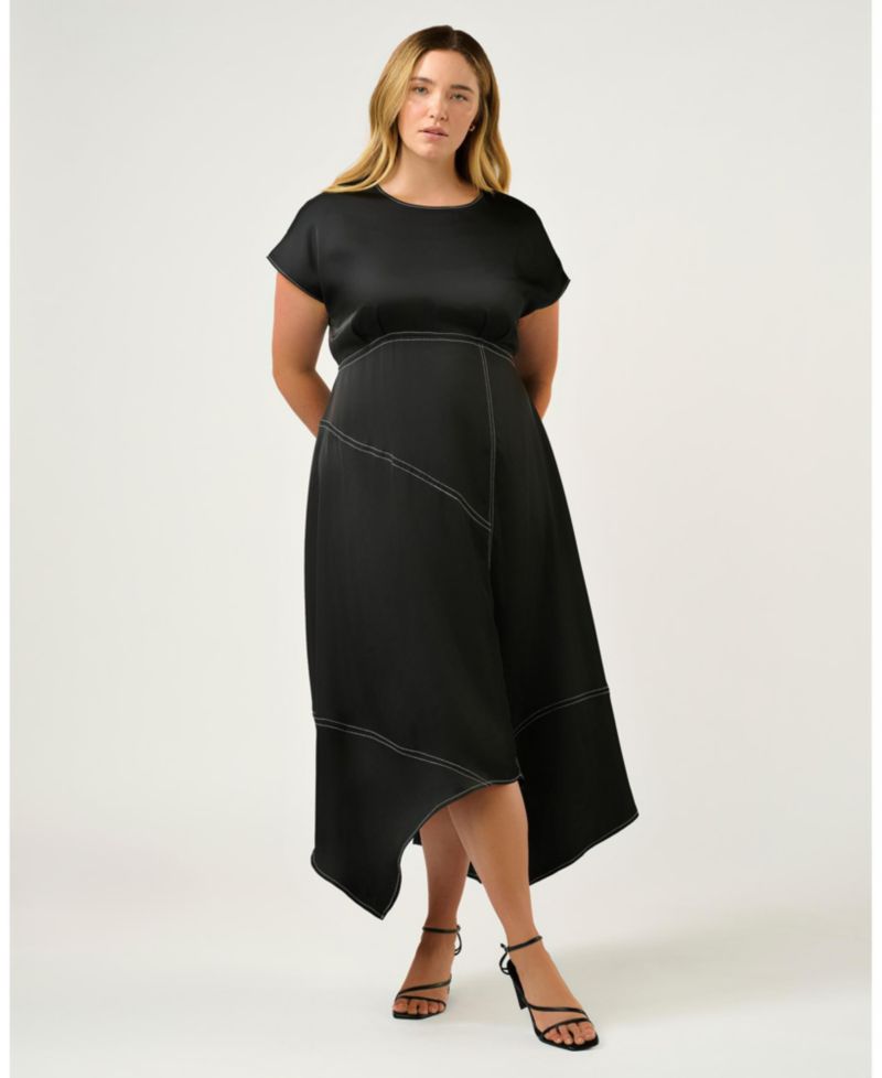 Women's Josephine Contrast Stitch Handkerchief Midi Dress