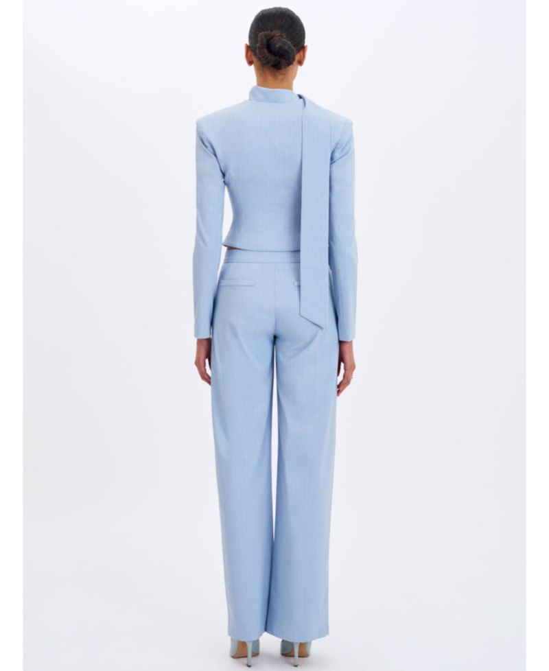 Women's Renley Sky Blue Pinstripe Peplum Blazer