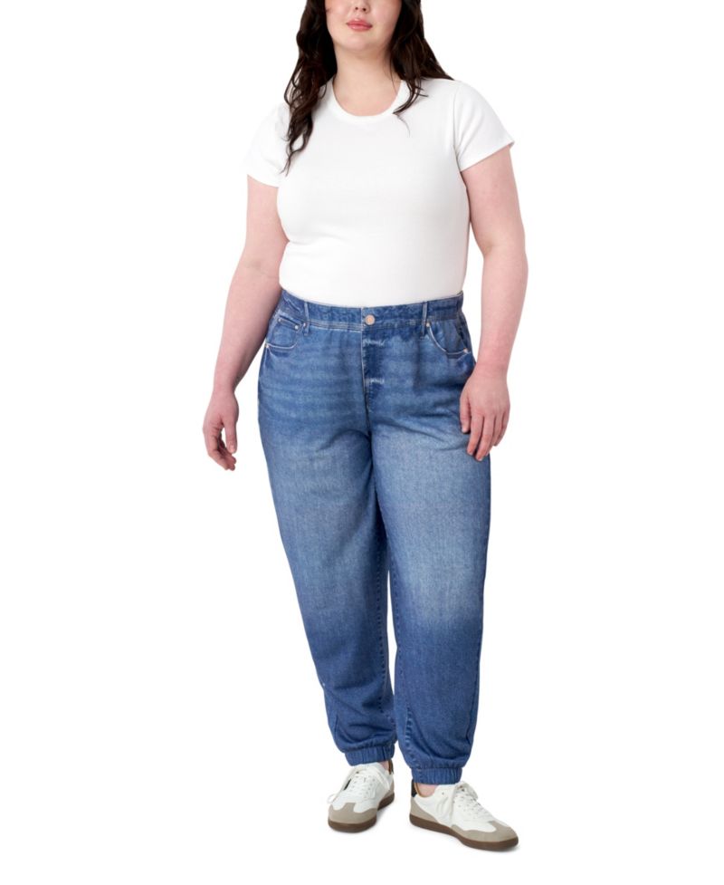 Plus Size Denim-look Sweatpant Jogger