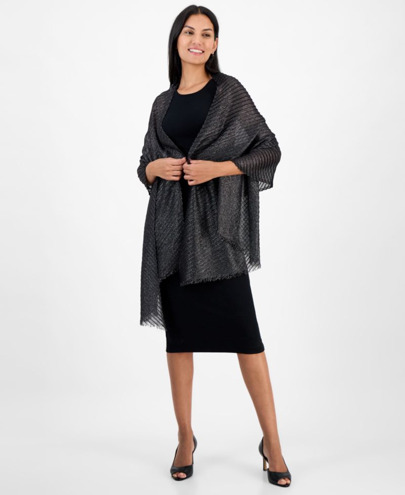 Pleated Shine Wrap Scarf