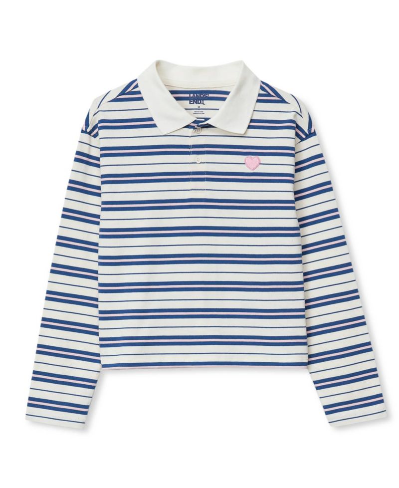 Girls Long Sleeve Collared Polo Shirt
