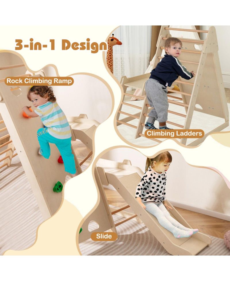 3-in-1 Indoor Jungle Gym with Extended Slide, Ages 3+