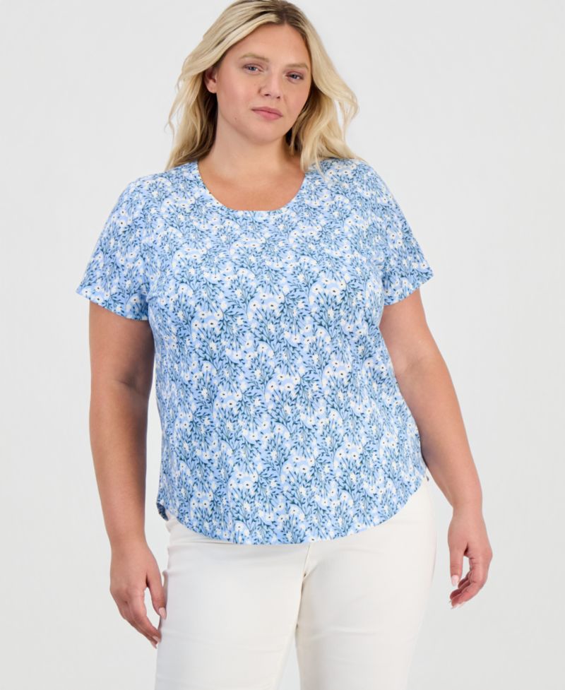 Petite Printed Short-Sleeve Crewneck Tee