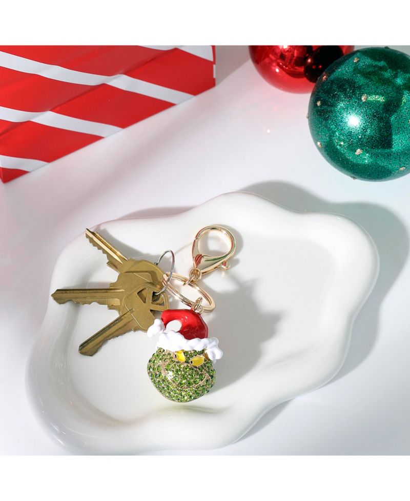 The Grinch Crystal Keychain with Santa Hat, Gold-Tone