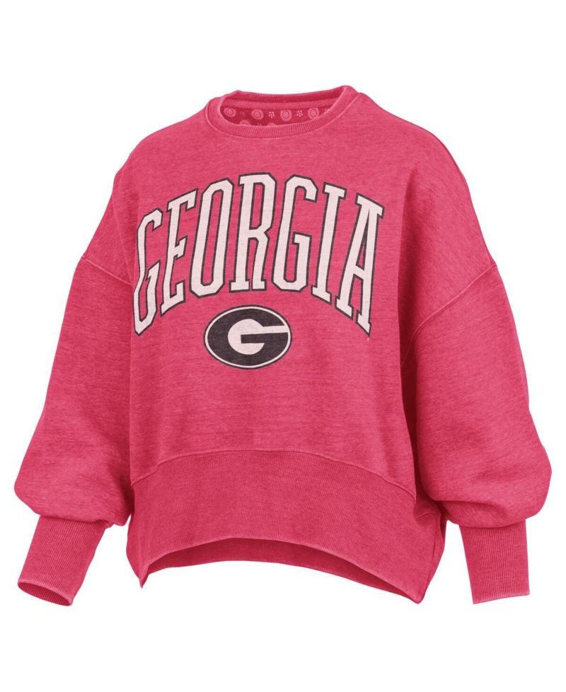 Women's Red Georgia Bulldogs Oversized Waist-Length Crewneck Sweatshirt