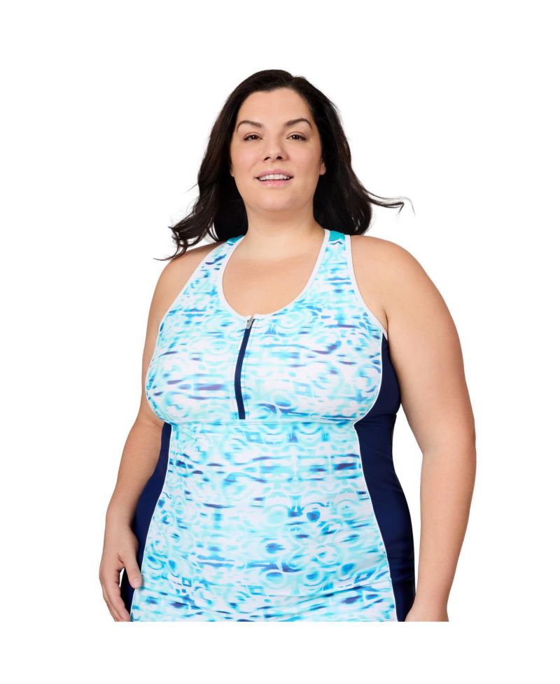 Plus Size Mesh Racerback Tankini Top