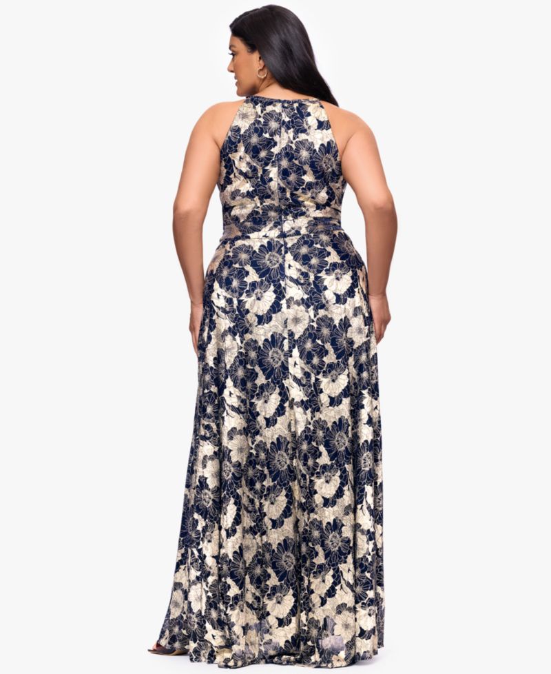 Women's Halter Neck Wrap Foil Gown