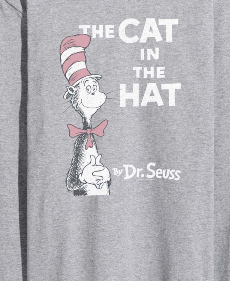 Men's Dr. Seuss Cat In Hat Vintage Faded Long-Sleeve Graphic T-Shirt