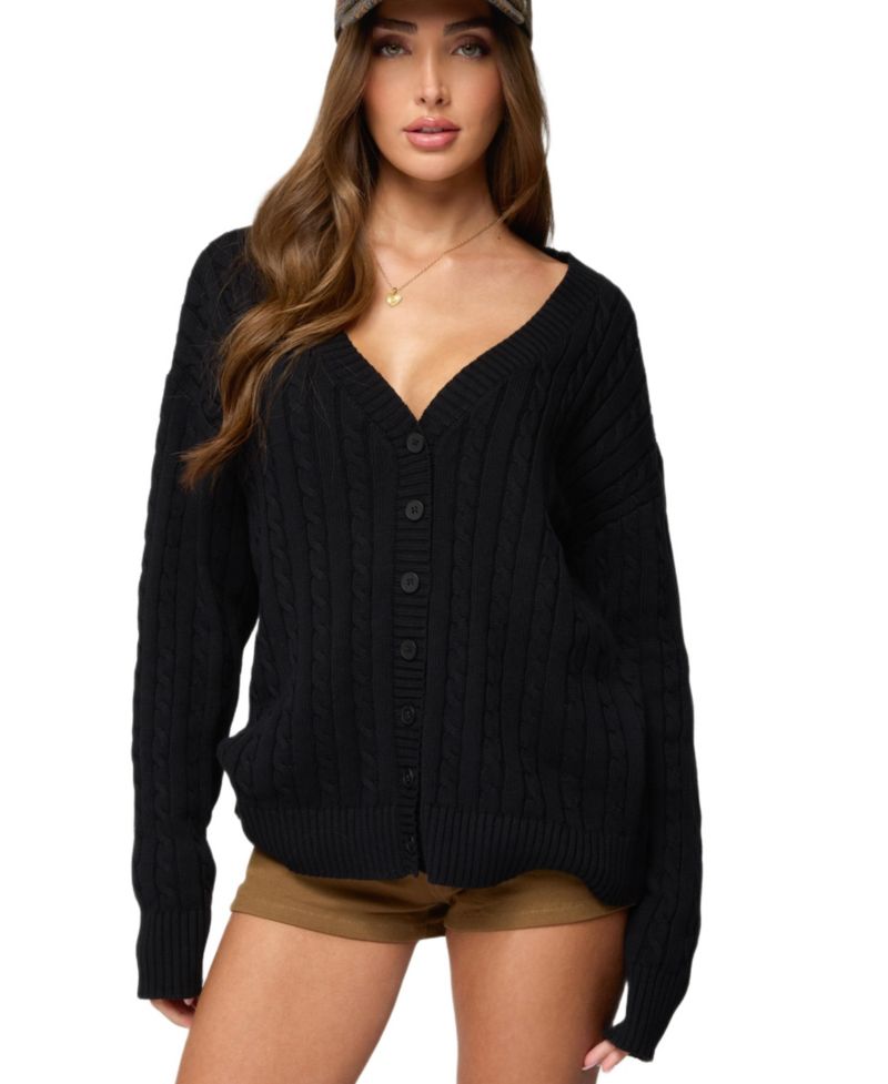 Womens Francine Oversized V Neck Cardigan